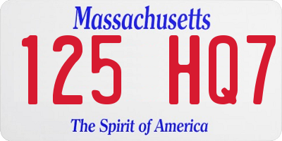 MA license plate 125HQ7
