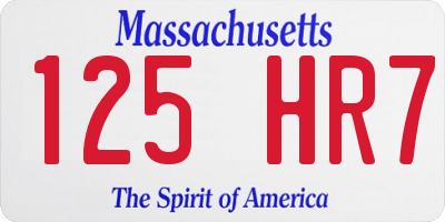 MA license plate 125HR7