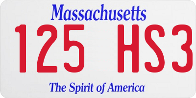 MA license plate 125HS3