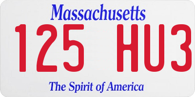 MA license plate 125HU3