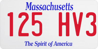 MA license plate 125HV3