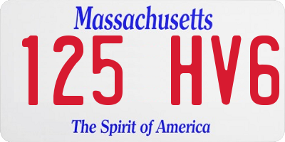 MA license plate 125HV6