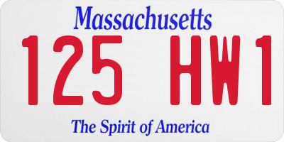 MA license plate 125HW1