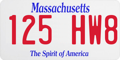 MA license plate 125HW8