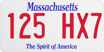 MA license plate 125HX7
