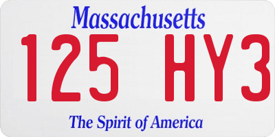 MA license plate 125HY3
