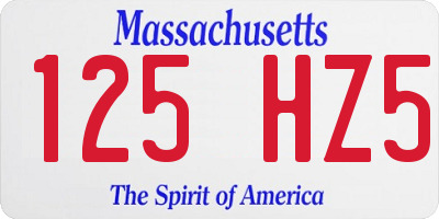 MA license plate 125HZ5
