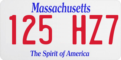 MA license plate 125HZ7