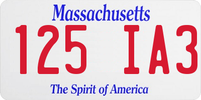 MA license plate 125IA3