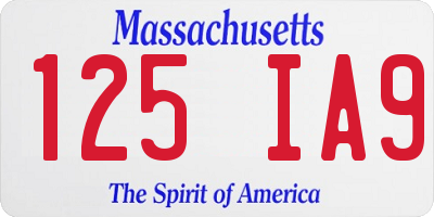 MA license plate 125IA9