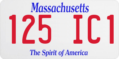 MA license plate 125IC1