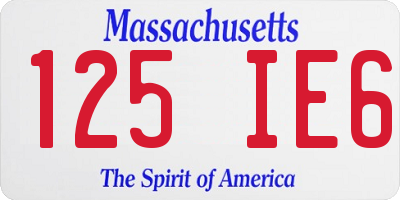 MA license plate 125IE6