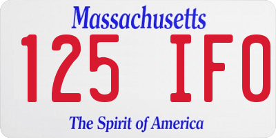 MA license plate 125IF0