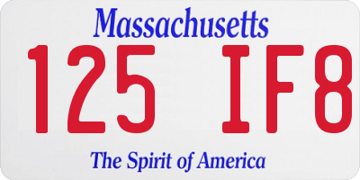 MA license plate 125IF8