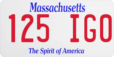MA license plate 125IG0