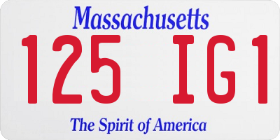 MA license plate 125IG1