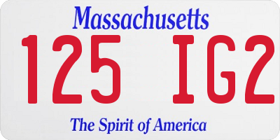 MA license plate 125IG2