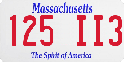 MA license plate 125II3