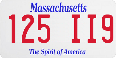MA license plate 125II9