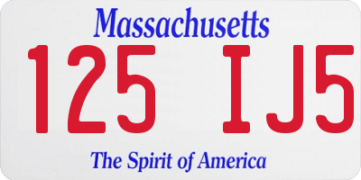 MA license plate 125IJ5