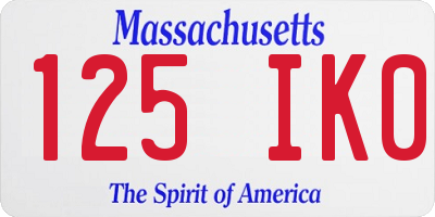MA license plate 125IK0