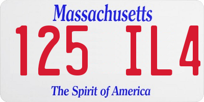 MA license plate 125IL4