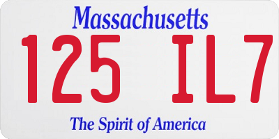 MA license plate 125IL7