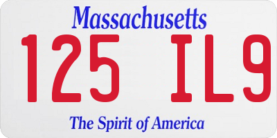 MA license plate 125IL9