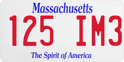 MA license plate 125IM3