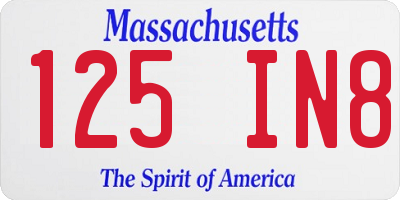 MA license plate 125IN8
