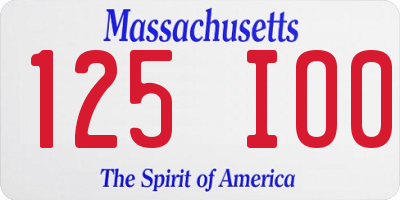 MA license plate 125IO0