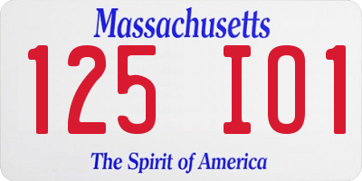 MA license plate 125IO1