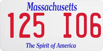 MA license plate 125IO6