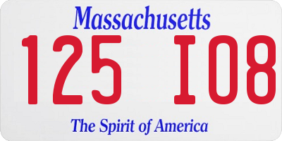 MA license plate 125IO8