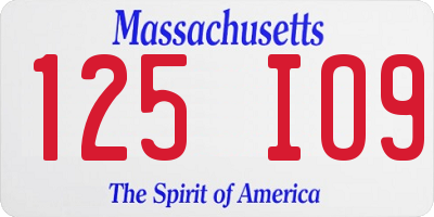 MA license plate 125IO9