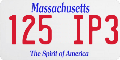 MA license plate 125IP3