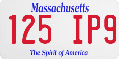 MA license plate 125IP9