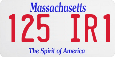MA license plate 125IR1