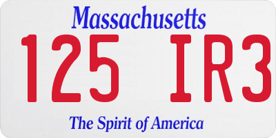 MA license plate 125IR3