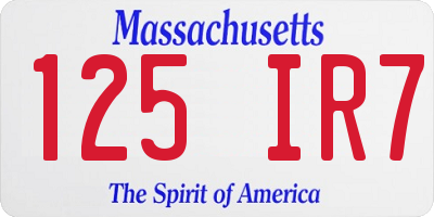 MA license plate 125IR7
