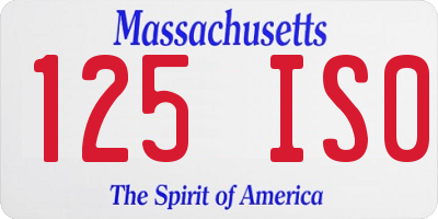 MA license plate 125IS0