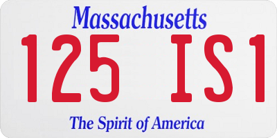MA license plate 125IS1