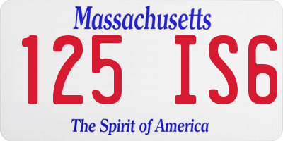 MA license plate 125IS6
