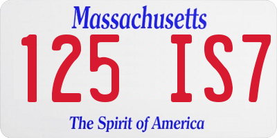 MA license plate 125IS7