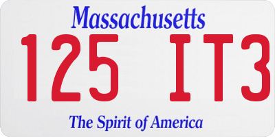 MA license plate 125IT3