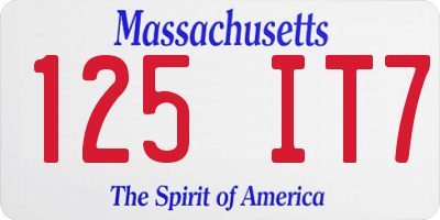 MA license plate 125IT7