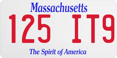 MA license plate 125IT9