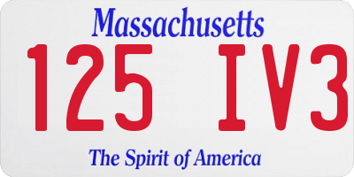 MA license plate 125IV3