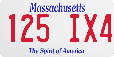 MA license plate 125IX4