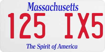 MA license plate 125IX5